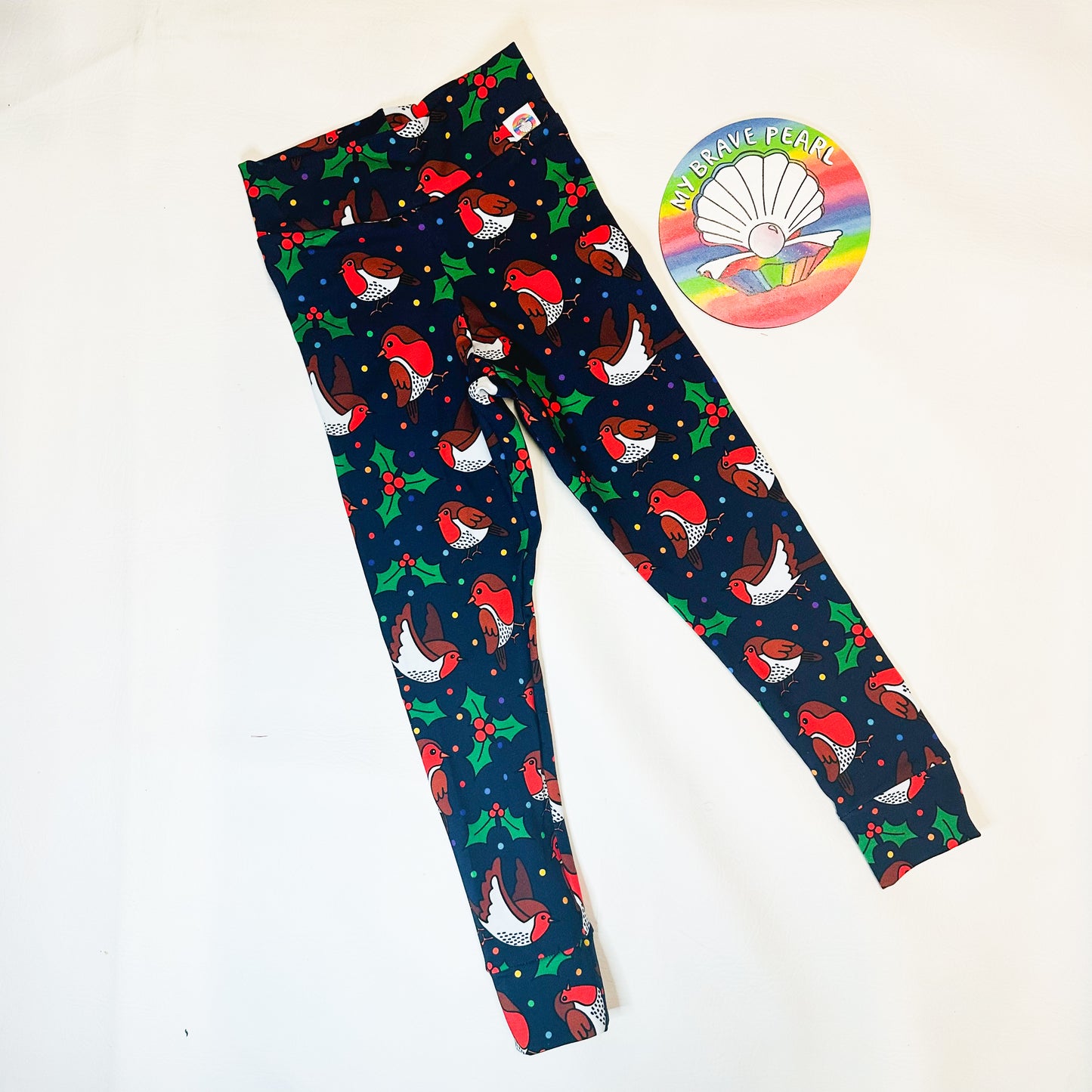 Ready To Ship 5-6Y Robins Christmas Leggings