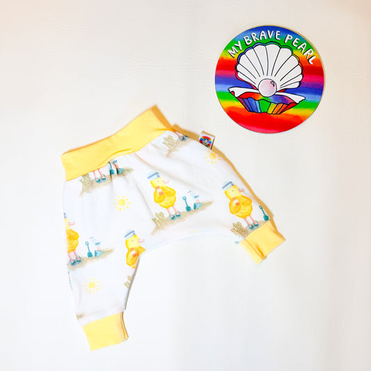 Ready To Ship Newborn White Buddy On The Beach Rib Knit Harems