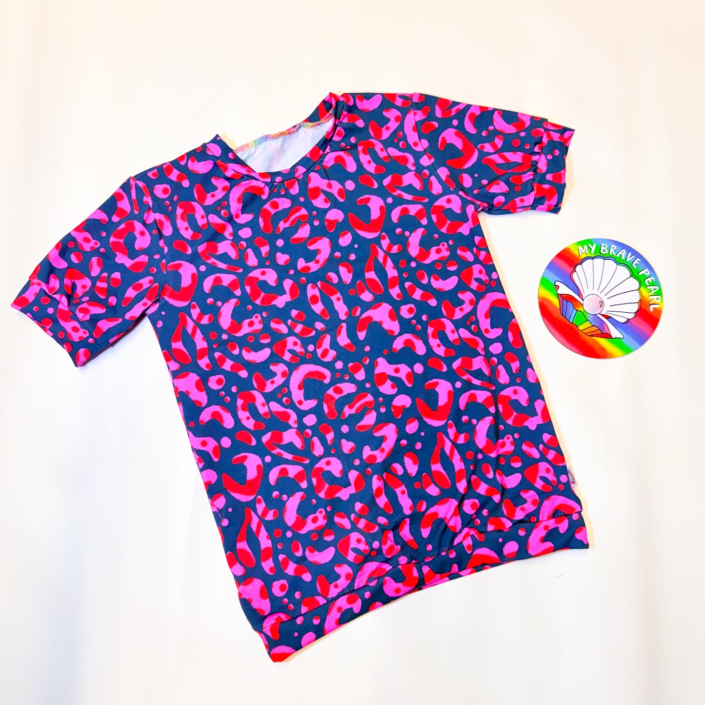 Ready To Ship 12-13Y Green/Pink Leopard Short Sleeve Tee