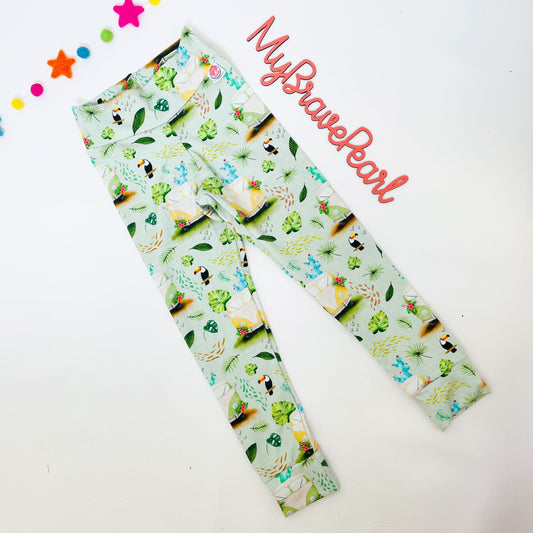 Ready To Ship 5-6Y Mint Campers Leggings