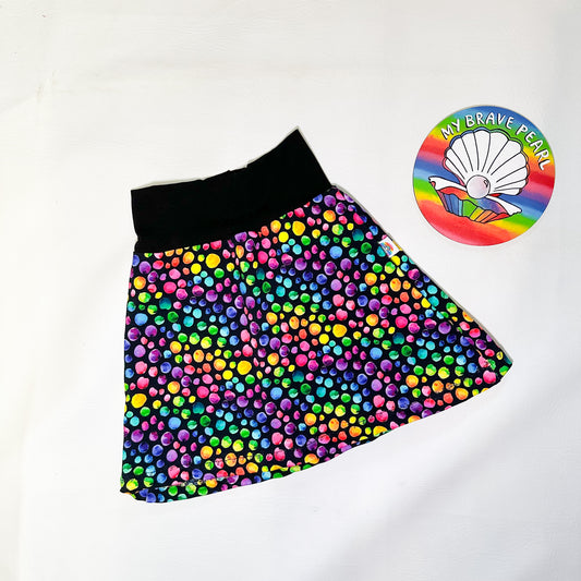 Ready To Ship 3-4Y Rainbow Dots French Terry Skirt