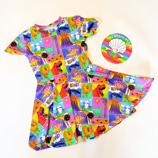 Ready To Ship 4-5Y Dino Comics Skater Dress