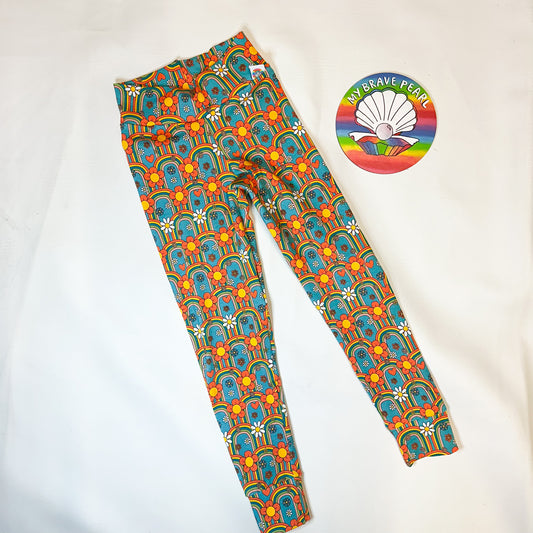 Ready To Ship 6-7Y Retro Rainbows Leggings