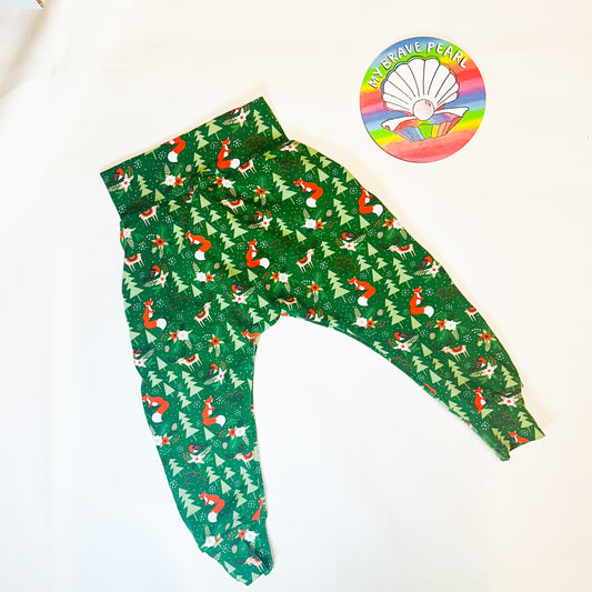 Ready To Ship 1-2Y Green Woodland Christmas Harems