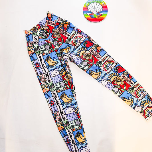Ready To Ship 11-12Y Spring Patchwork Relaxed Leggings