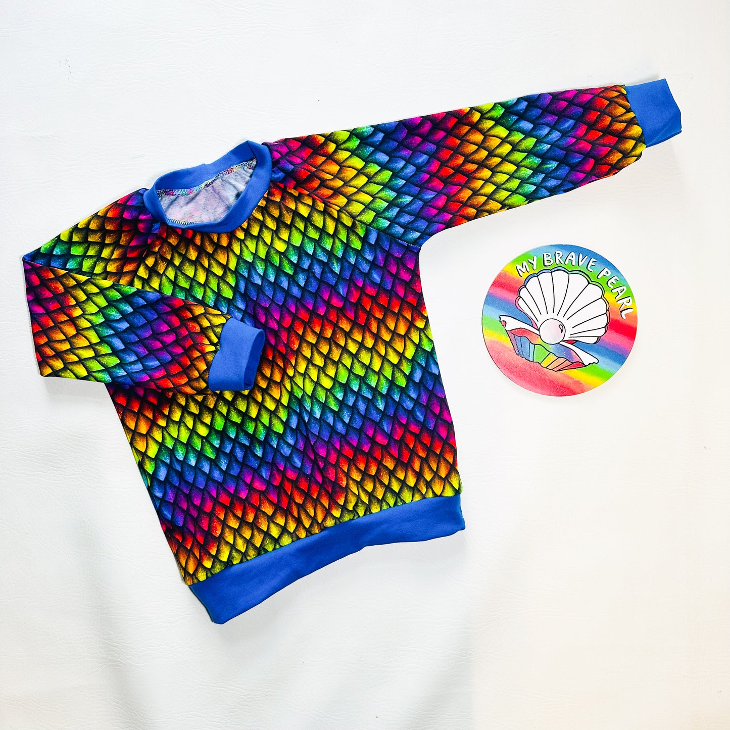 Ready To Ship 3-4Y Dragon Scales/Blue Sweatshirt