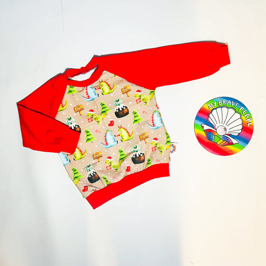 Ready To Ship 6-12M Christmas Dinos Sweatshirt