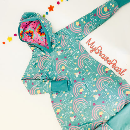 Kids Long Sleeve Hooded Pull On GWM Romper