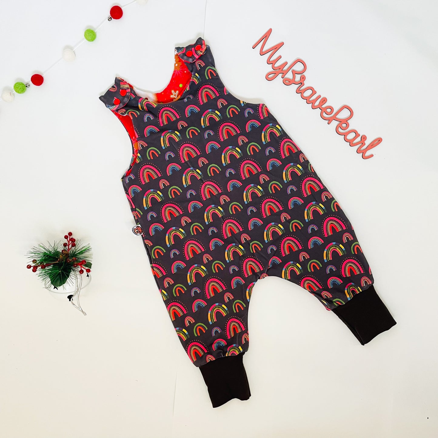 Ready To Ship 6-9M Christmas Reversible Rompers