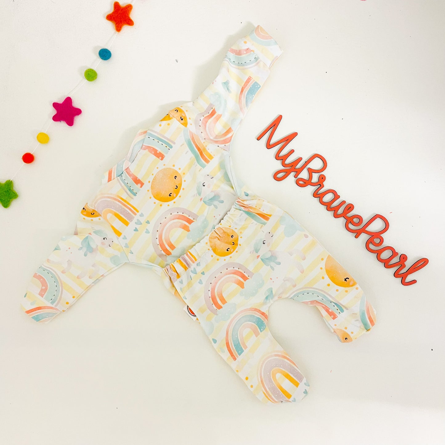 Ready To Ship Sunnycorns Back Opening Babygrow