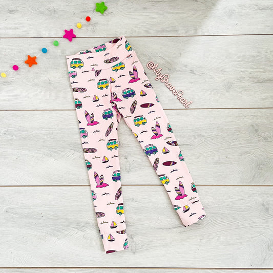Ready To Ship 5-6Y Pink Campers Leggings
