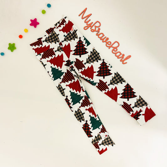 Ready to Ship 4-5Y Plaid Trees Christmas Leggings